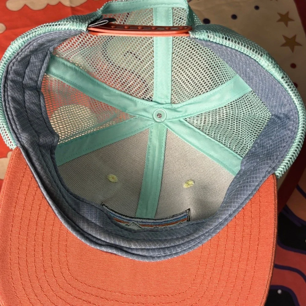 Patagonia P-6 Logo Trucker Hat Cream Orange Mint Green Snapback Mesh Cap